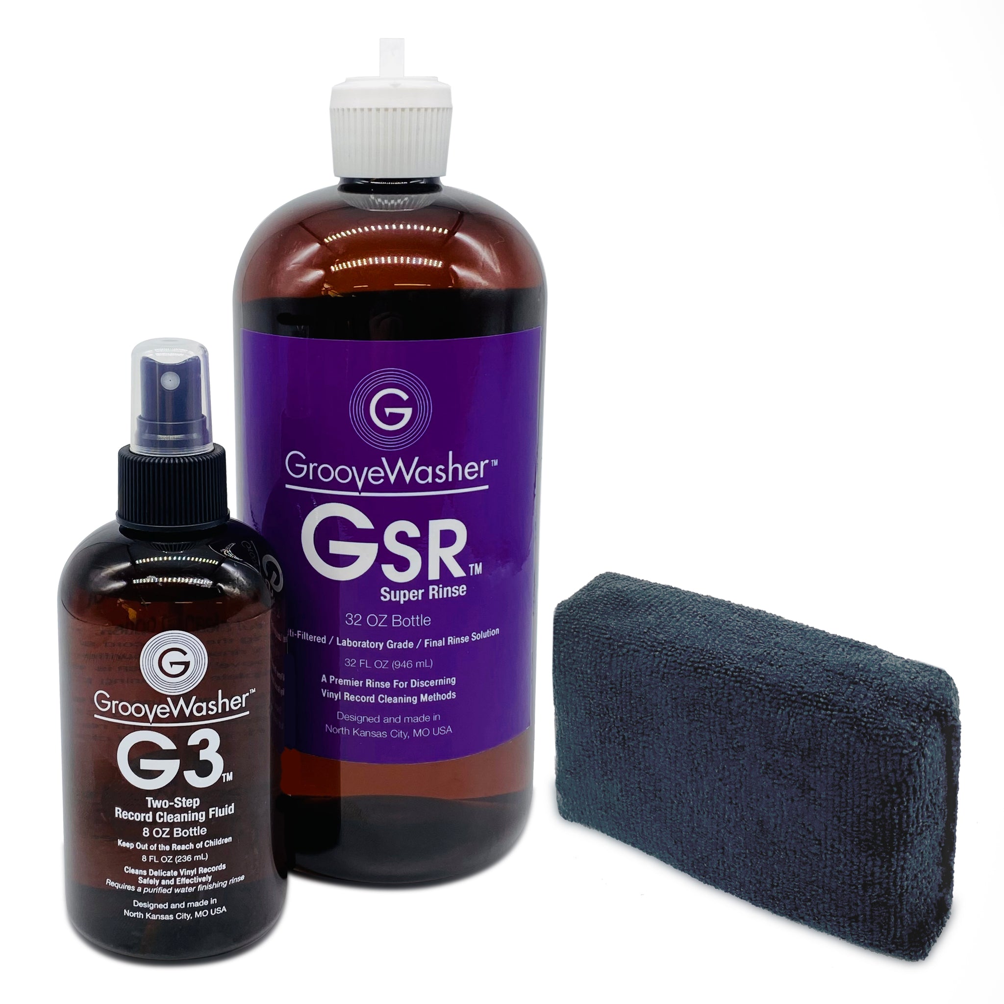 Two•Step Bundle: G3 Fluid 8oz / GSR Super Rinse 32oz / Microfiber Sponge