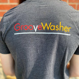 Gray Adult T-shirt with Big G GrooveWasher Meatball logo on chest