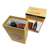 Open Box with GrooveWasher Handcrafted Vinyl Record Cleaning Kit with Walnut handle and G2 Cleaner